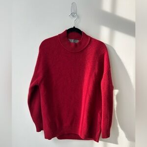 Vera Wang soft wool raccoon blend red mockneck sweater